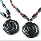 Hematite Rose Flower Pendant